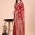 Red cotton silk blend saree with gold zari buti