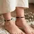 Oxidized Silver Owl Charm Anklets, Black Thread Macrame Ankle Bracelet