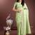 Light green cotton silk blend woven saree with zari work