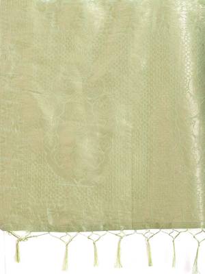 Light green cotton silk blend woven saree with zari work 4