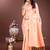 Peach cotton silk blend woven saree with zari work