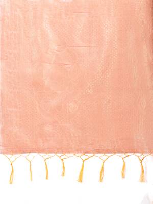 Peach cotton silk blend woven saree with zari work 4