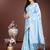 Light blue cotton silk blend woven saree with zari work