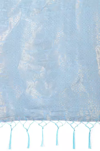 Light blue cotton silk blend woven saree with zari work