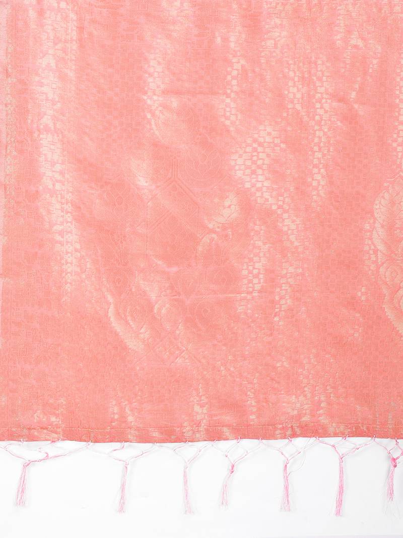 Gajri cotton silk blend woven saree with zari work