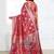 Dusty rose pink woven linen silk blend saree with floral print pallu