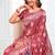Dusty rose pink woven linen silk blend saree with floral print pallu