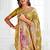 Mustard woven linen silk blend saree with floral print pallu