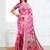 Onion pink woven linen silk blend saree with floral print pallu