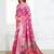 Onion pink woven linen silk blend saree with floral print pallu