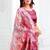 Onion pink woven linen silk blend saree with floral print pallu