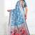 Light blue woven linen silk blend saree with floral print pallu