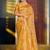 Mustard banarasi silk blend saree with rich gold zari floral weaving