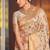 Cream banarasi silk blend saree with rich gold zari floral weaving