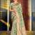 Mint green banarasi silk blend saree with rich gold zari floral weaving