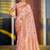 Baby pink banarasi silk blend saree with rich gold zari floral weaving
