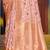 Baby pink banarasi silk blend saree with rich gold zari floral weaving