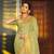 Light pistachio green banarasi silk blend saree with rich gold zari floral weaving