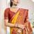 Mustard & maroon woven pochampally silk blend saree with unstitched blouse piece