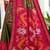 Olive green & rani pink woven pochampally silk blend saree with unstitched blouse piece