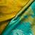 Mustard & sea green woven pochampally silk blend saree with unstitched blouse piece
