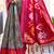 Grey & rani pink woven pochampally silk blend saree with unstitched blouse piece