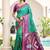Sea green & purple woven pochampally silk blend saree with unstitched blouse piece