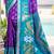 Purple & sky blue woven pochampally silk blend saree with unstitched blouse piece