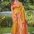 Mustard banarasi silk blend woven saree with unstitched blouse piece
