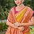 Mustard banarasi silk blend woven saree with unstitched blouse piece