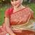 Cream banarasi silk blend woven saree with unstitched blouse piece