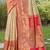 Cream banarasi silk blend woven saree with unstitched blouse piece
