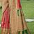 Coral pink banarasi silk blend woven saree with unstitched blouse piece