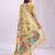 Beige handwoven linen cotton blend saree with multicolor peacock motif pallu & zari border