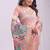 Light pink handwoven linen cotton blend saree with multicolor peacock motif pallu & zari border