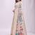 Off white handwoven linen cotton blend saree with multicolor peacock motif pallu & zari border