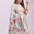 Off white handwoven linen cotton blend saree with multicolor peacock motif pallu & zari border