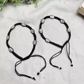 Handcrafted Oxidized Silver Plated Anklet, Black Thread Macrame Payal, Boho Indian Foot Jewelry 2
