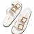 White buckle detail faux leather cloud comfort flats for women
