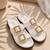 White buckle detail faux leather cloud comfort flats for women