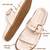 Cream buckle detail faux leather cloud comfort flats for women