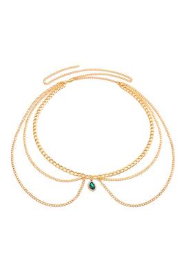 Cz & crystal studded gold plated  multi layer waist chain adjustable kamar bandh belly chain 3