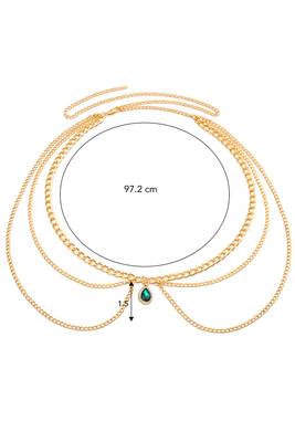 Cz & crystal studded gold plated  multi layer waist chain adjustable kamar bandh belly chain 4