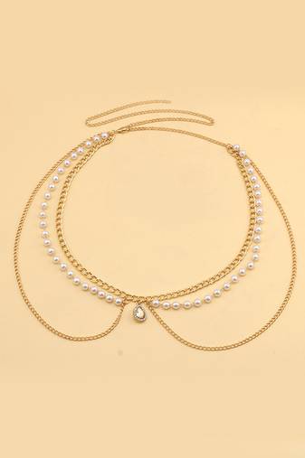 Beads layer gold plated body chain belly chain kamar bandh waist chain belt dress