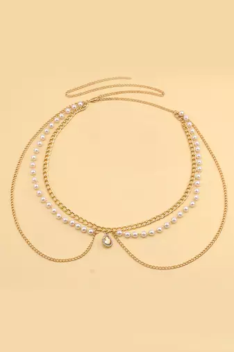Beads layer gold plated body chain belly chain kamar bandh waist chain belt dress