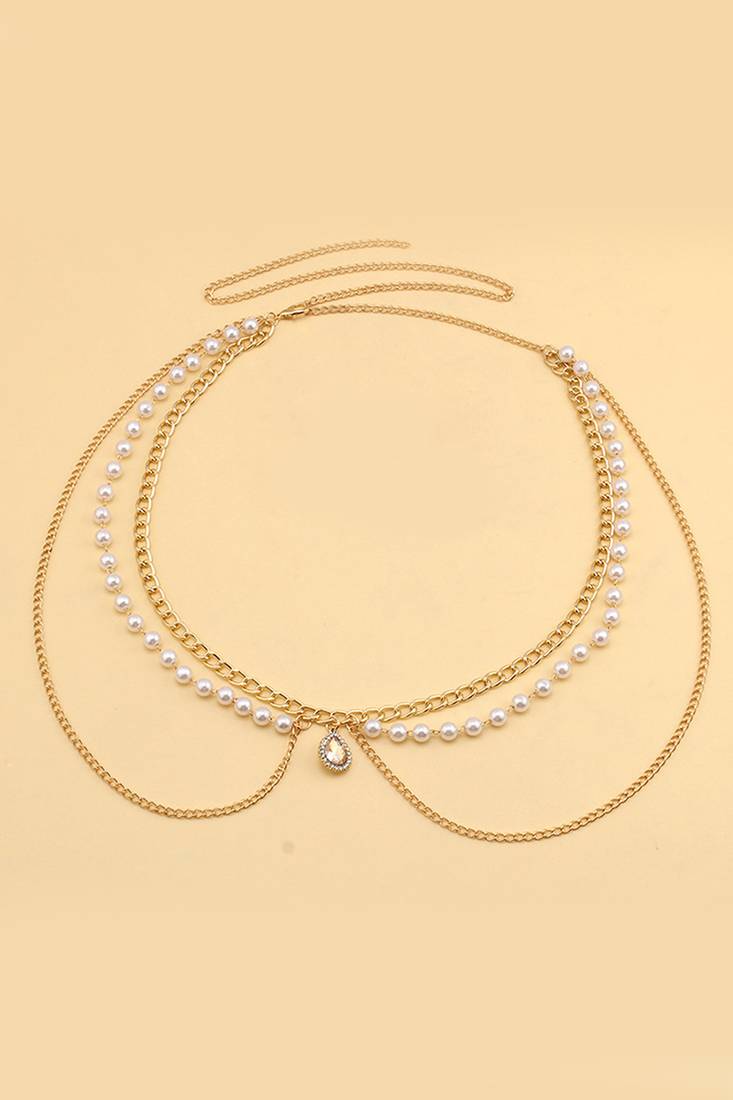 Beads layer gold plated body chain belly chain kamar bandh waist chain belt dress