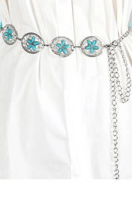 Silver plated stone studded flower waist belt kamar bandh belly chain gift for women & girls 2
