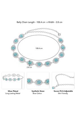 Silver plated stone studded flower waist belt kamar bandh belly chain gift for women & girls 3