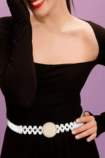 Cubic zirconia & pearl studded stylish belly chain kamar bandh waist belt