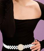 Cubic zirconia & pearl studded stylish belly chain kamar bandh waist belt